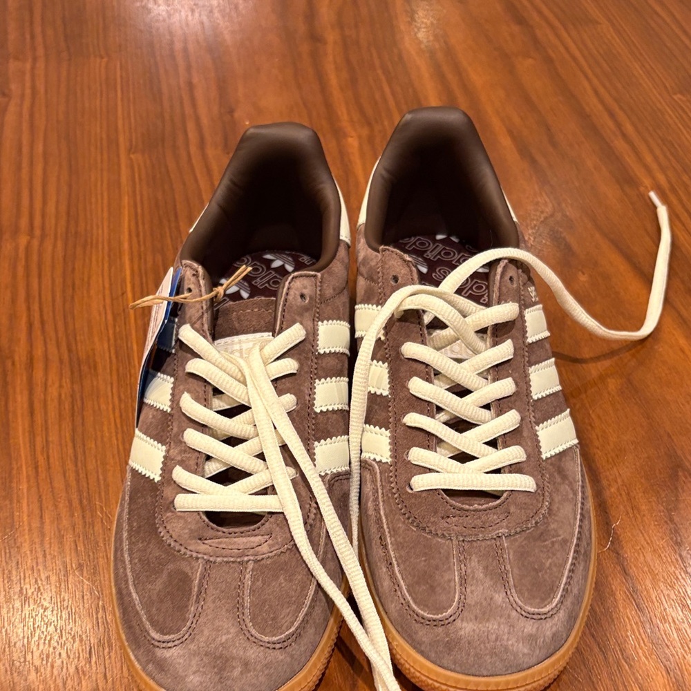 adidas Brown Suede Sneakers with Cream Stripes